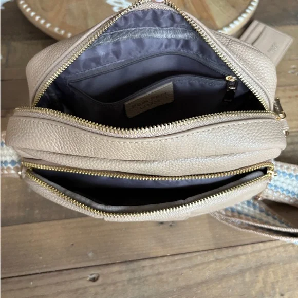 Pom Pom London Original Crossbody Bag Purse Stone Beige NEW - Picture 9 of 16
